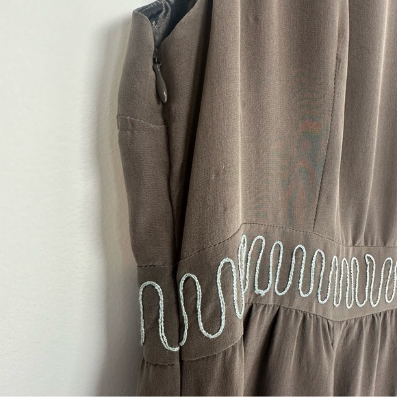 Nanette Lepore Dress Size 12 Gray/Brown Embroidered Silk Cut Out Floral - Picture 8 of 9